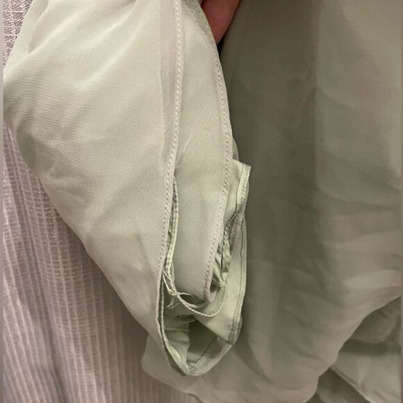 Azazie Kora Sage Green Bridesmaid Dress A-Line Pleated Chiffon Size 14 - Picture 10 of 10